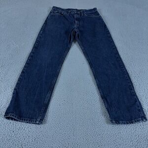 Wrangler Jeans Mens 32x30 Blue Regular Straight Mid Rise Dark Wash Denim Cotton